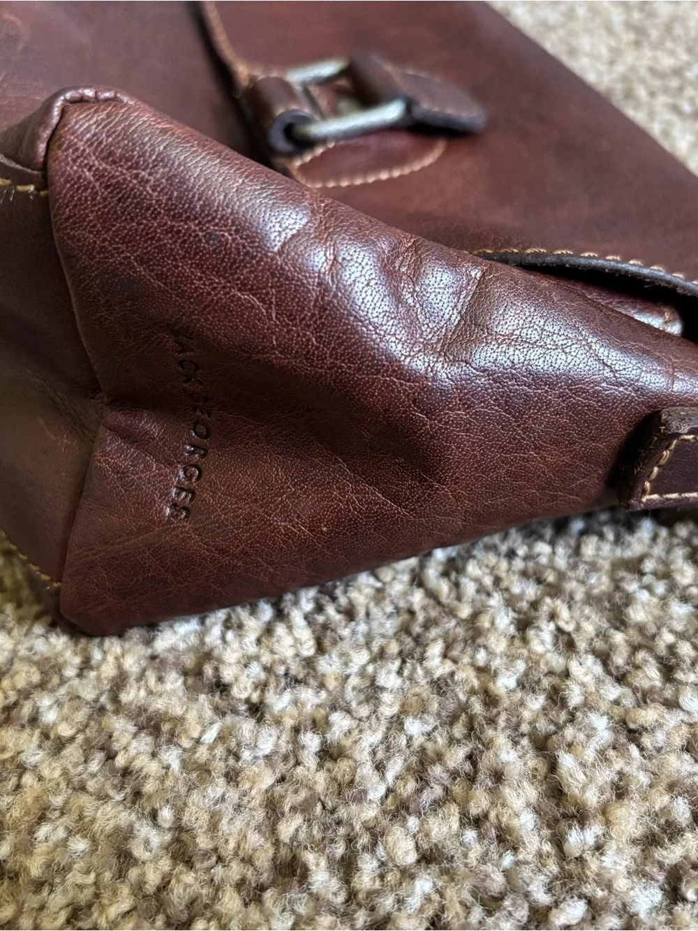 Vintage Style Jack Georges Brown Leather Crossbody Bag with Buckle